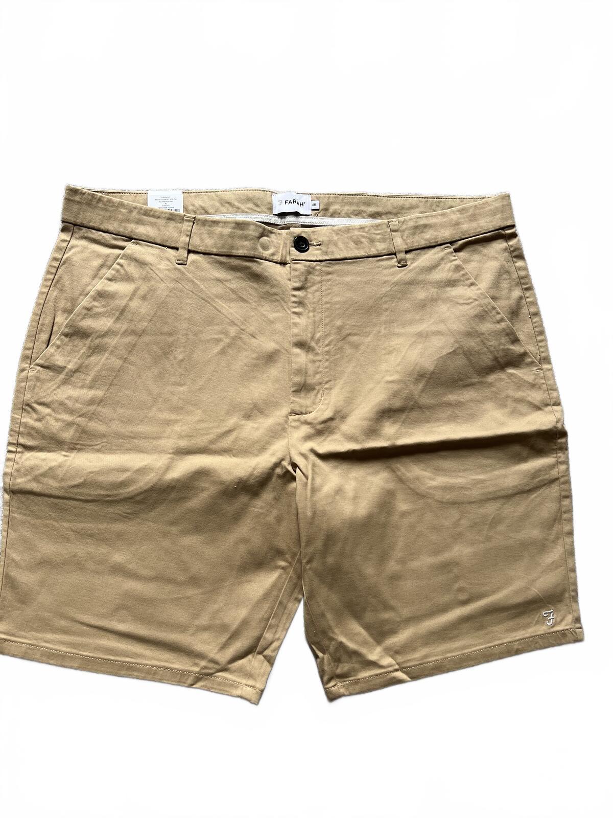 Farah men’s tan chino shorts, size 40” waist
