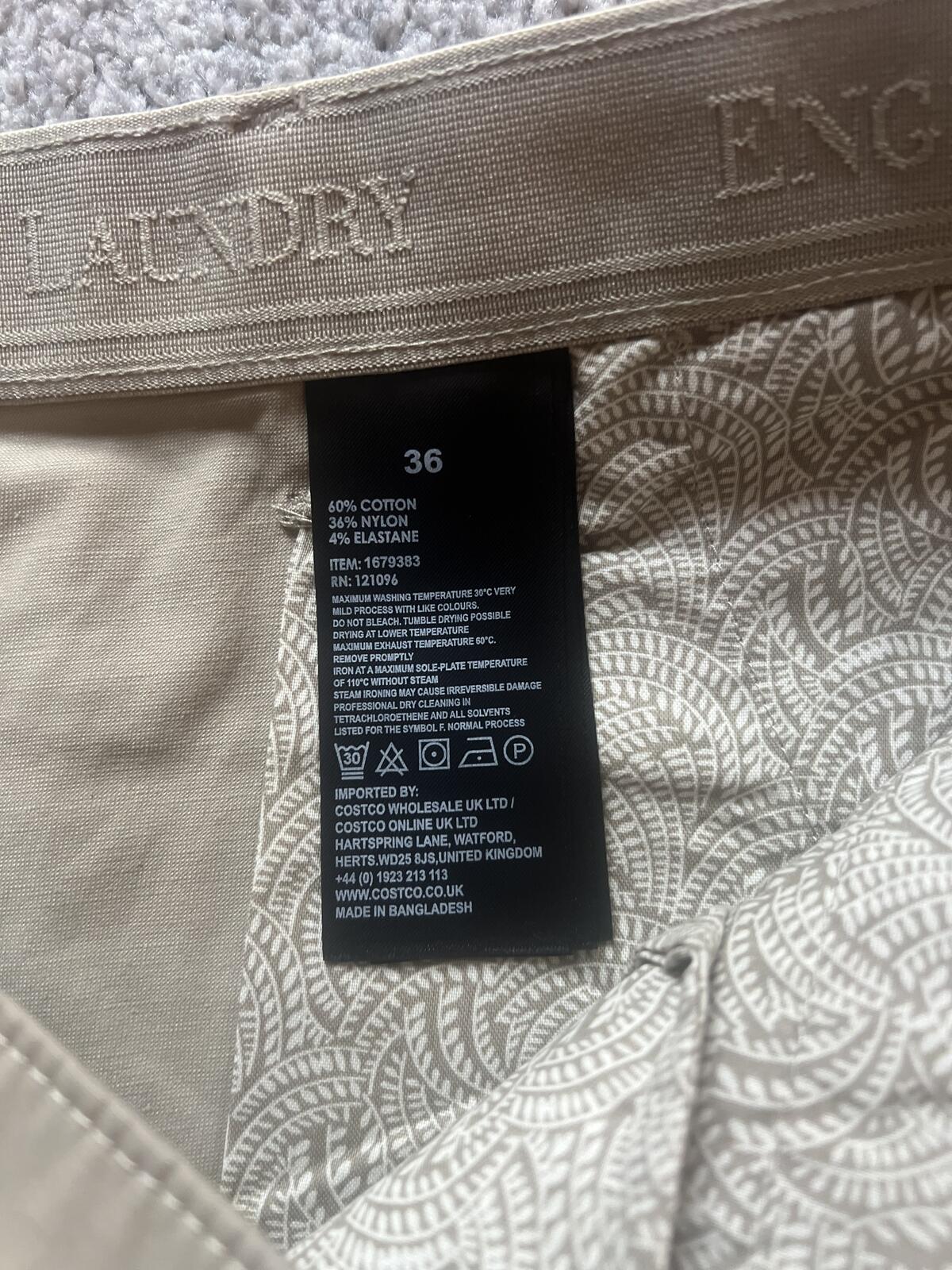 English Laundry Birch chino shorts, size 36” waist