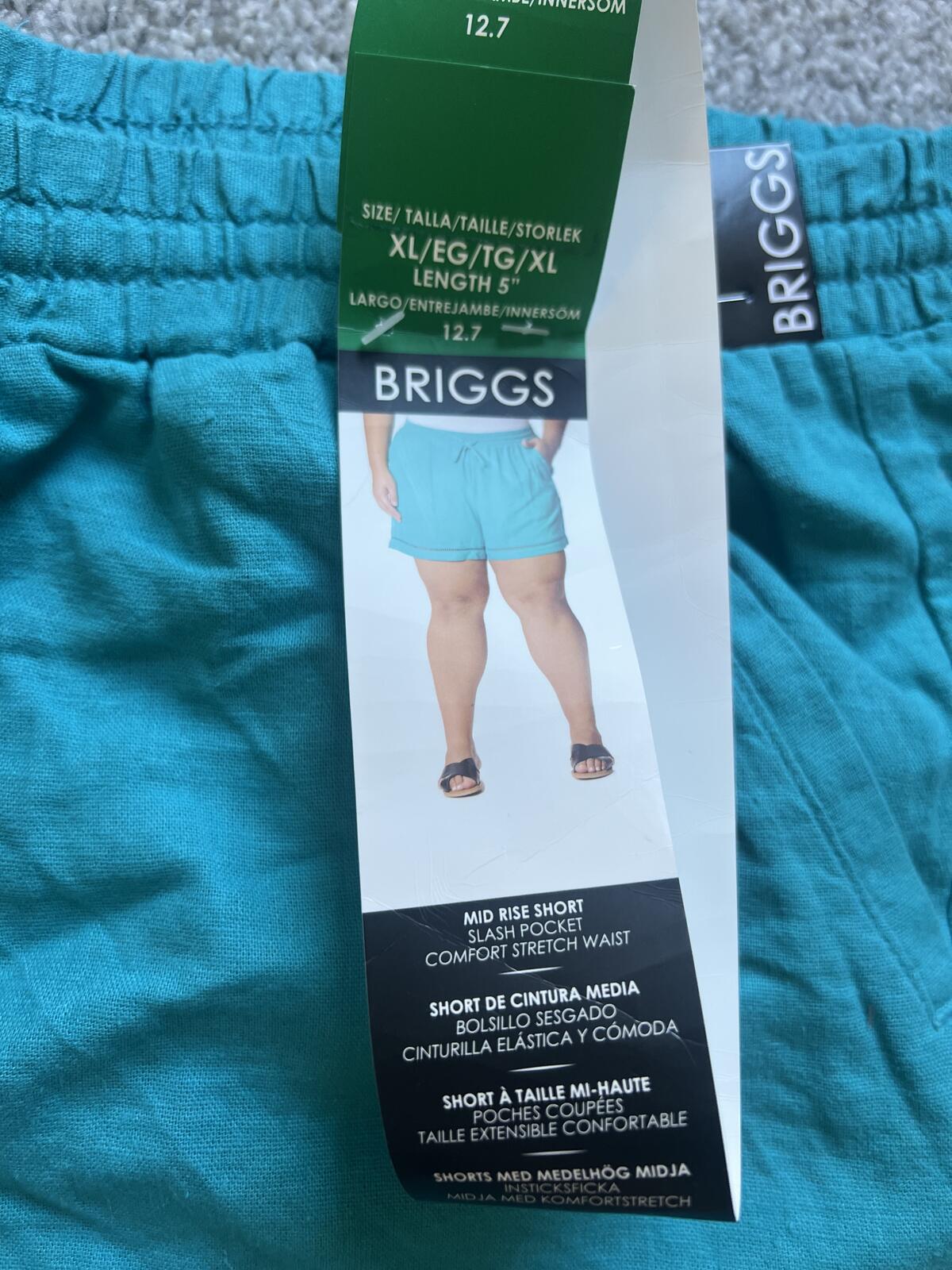 Ladies teal mid rise shorts, size XL