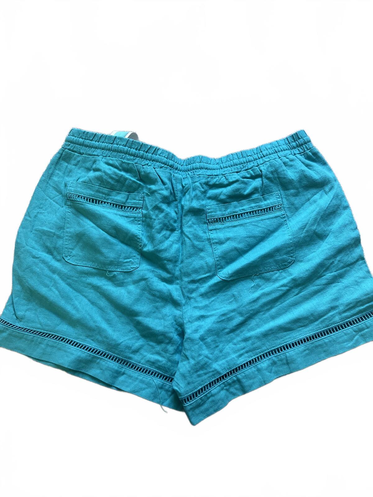Ladies teal mid rise shorts, size XL