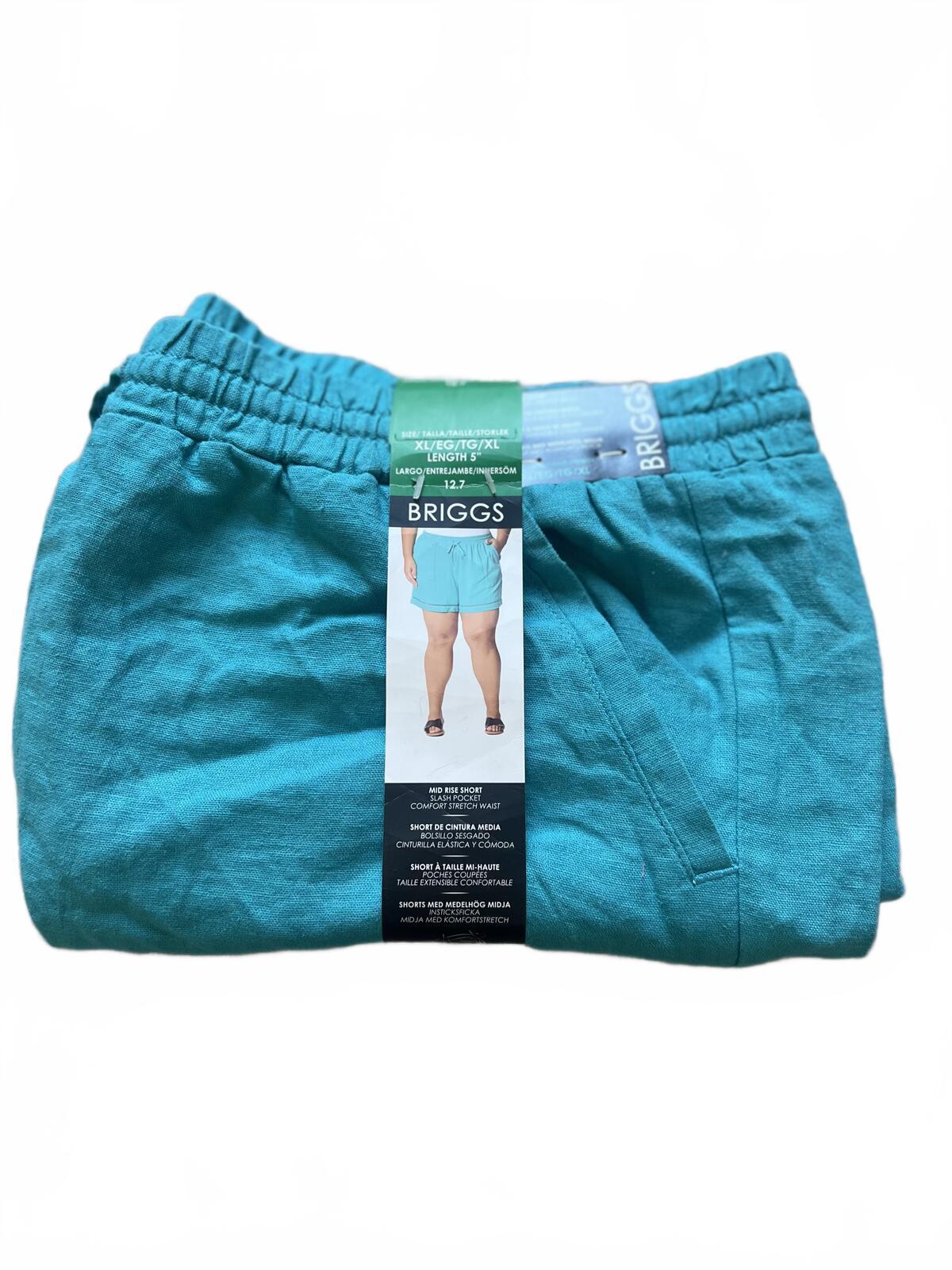 Ladies teal mid rise shorts, size XL