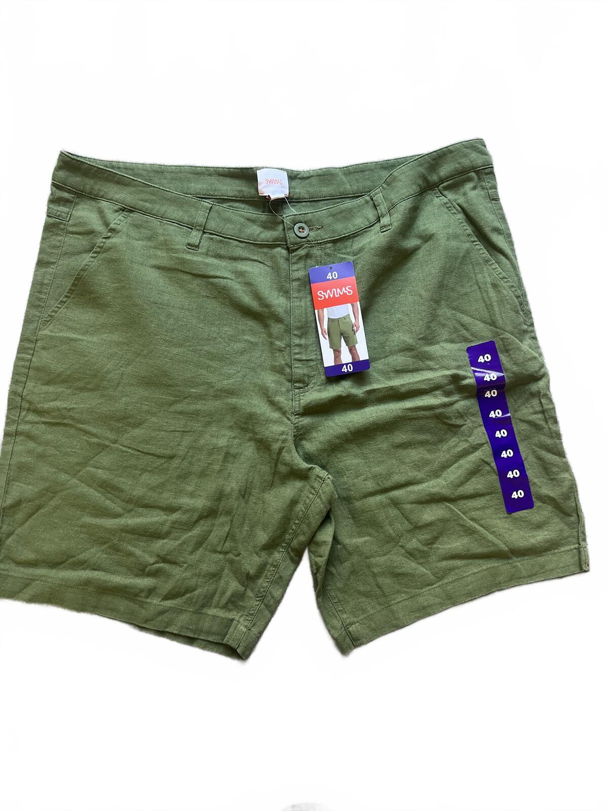 Swims green linen blend shorts, size 40” waist