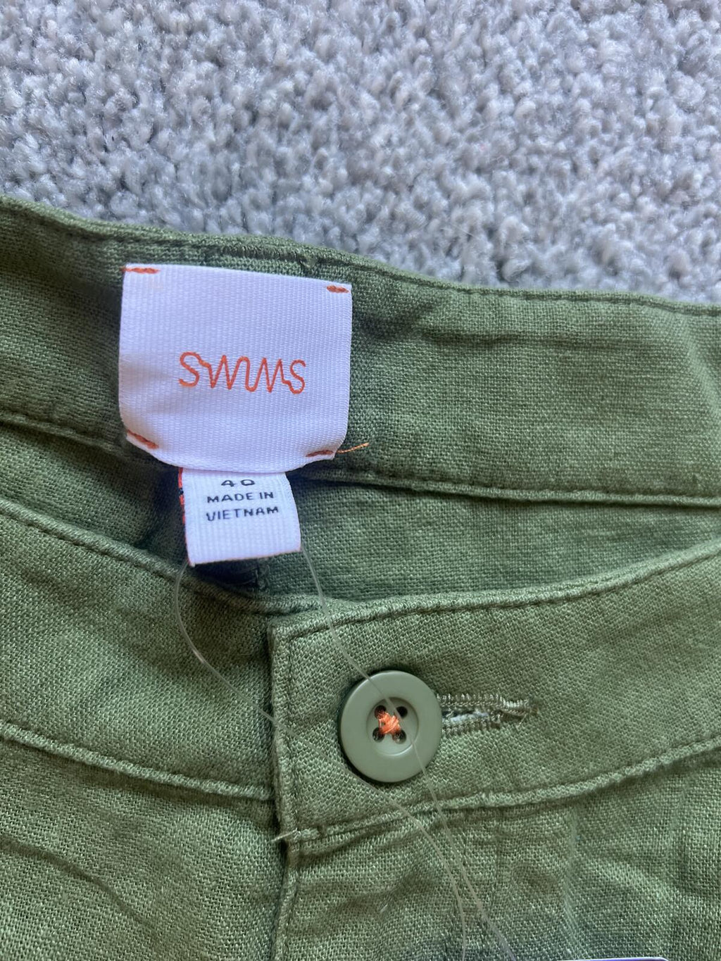 Swims green linen blend shorts, size 40” waist
