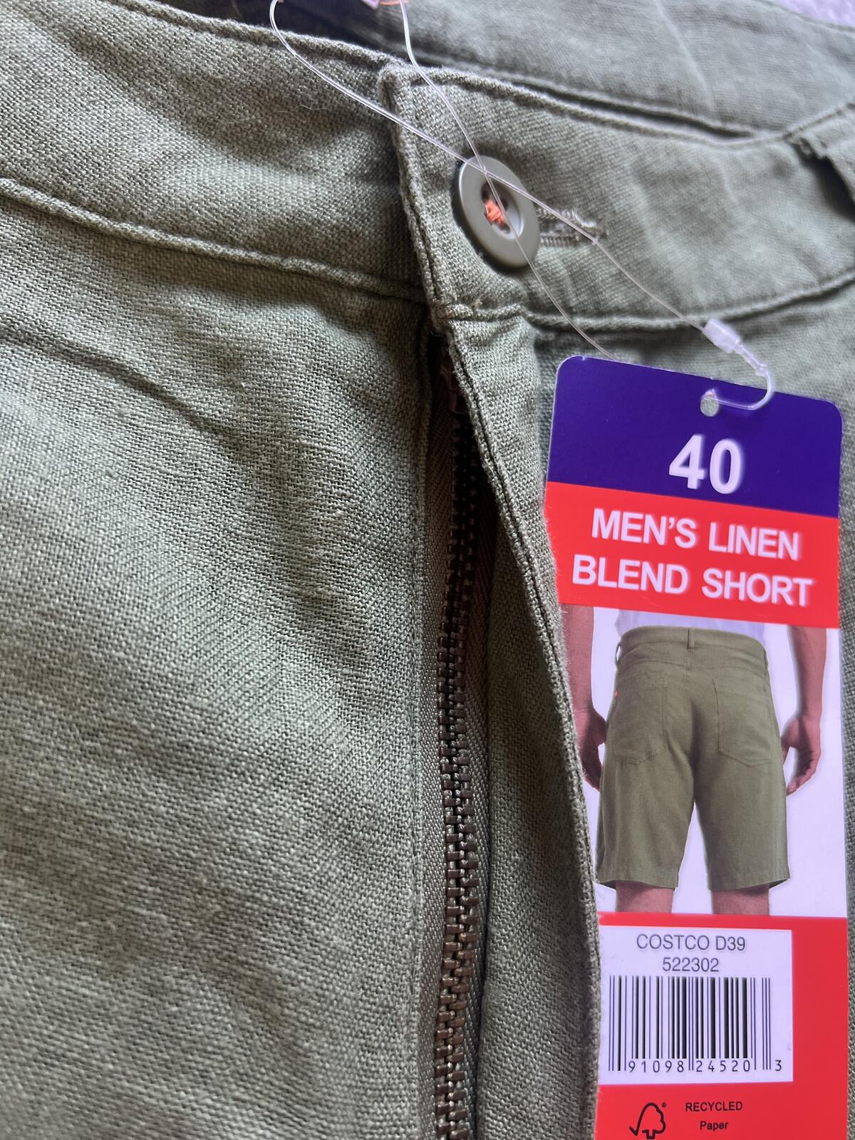 Swims green linen blend shorts, size 40” waist