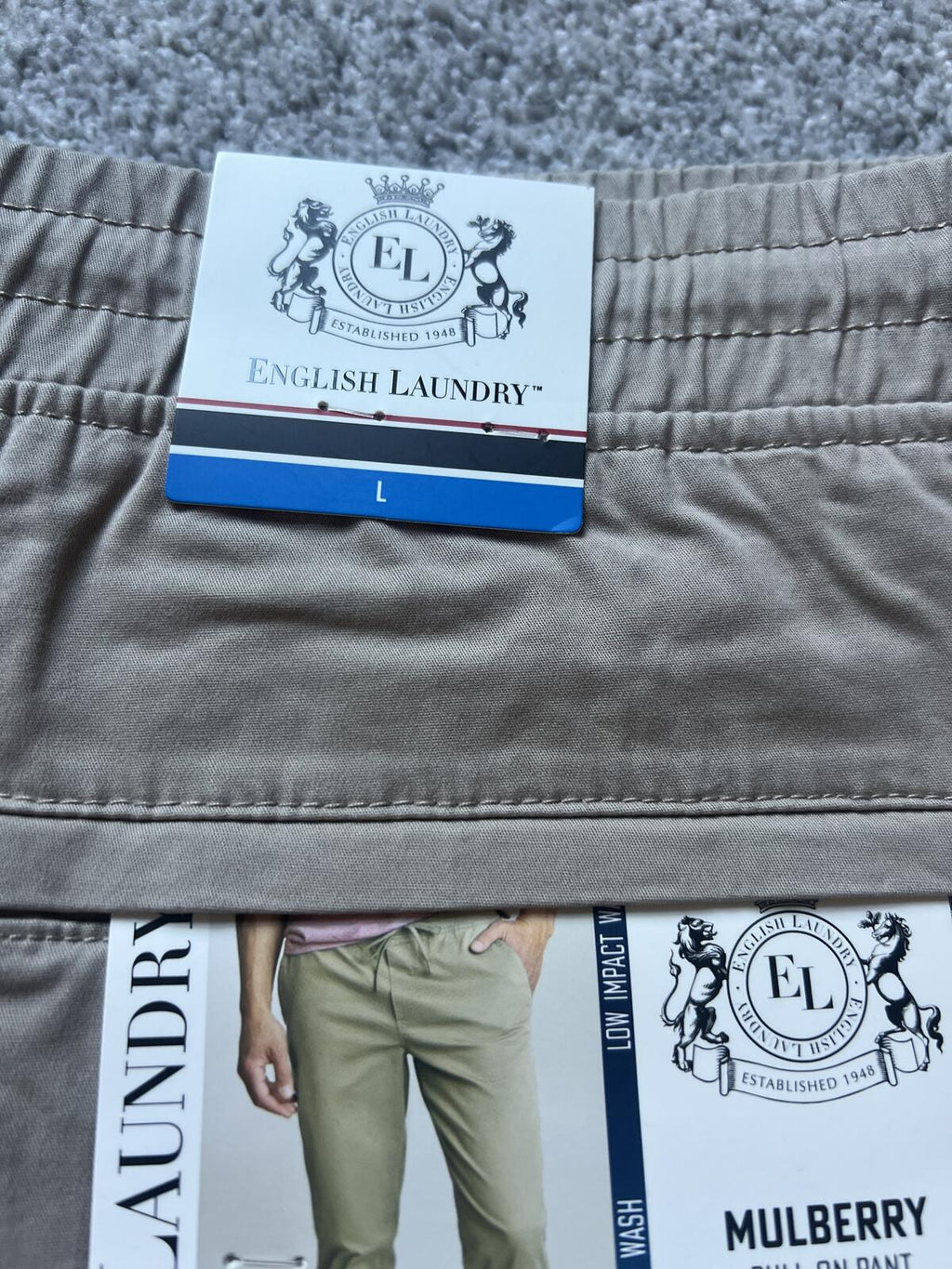 English Laundry vintage khaki elasticated waist chinos, size large