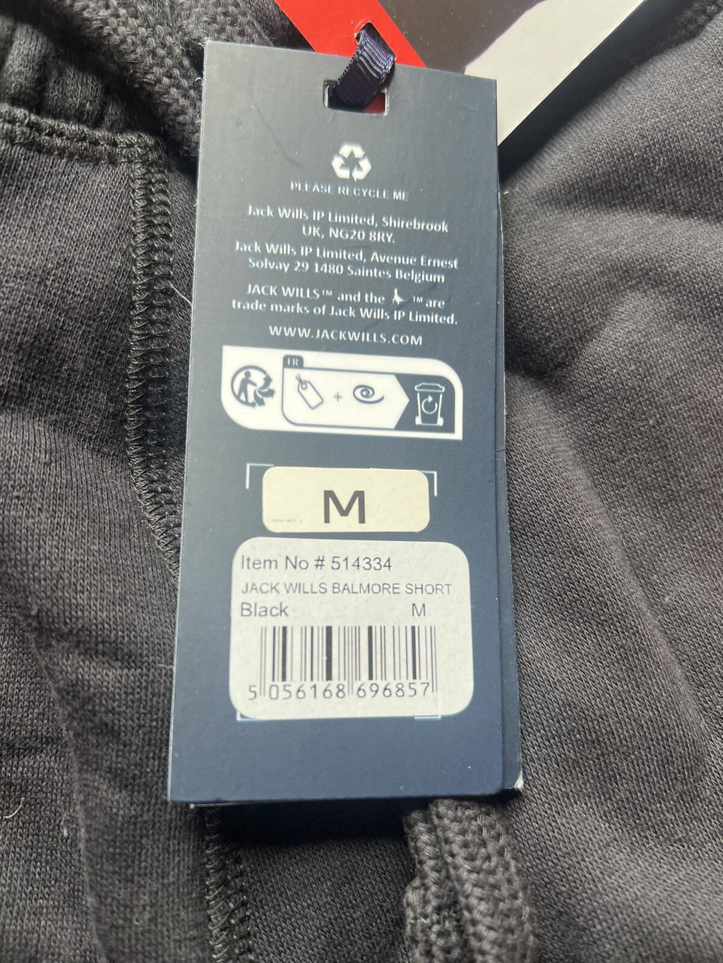 Jack Wills black Balmore shorts, size medium