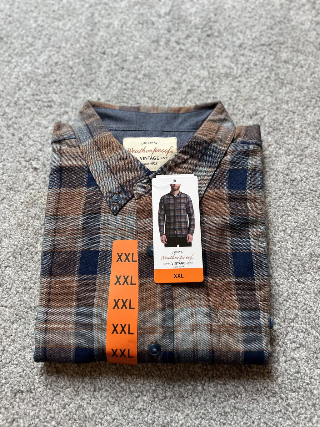 Men’s navy check shirt, size XXL
