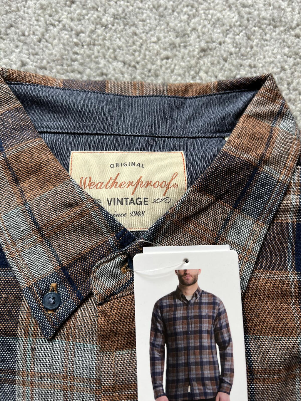 Men’s navy check shirt, size XXL