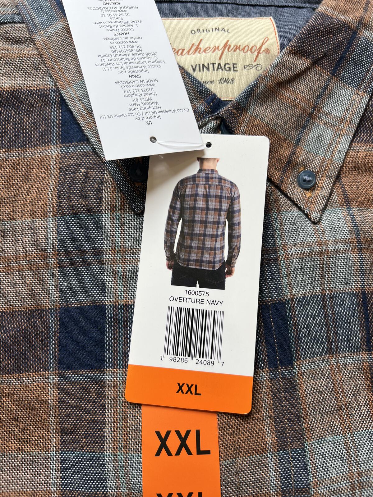 Men’s navy check shirt, size XXL