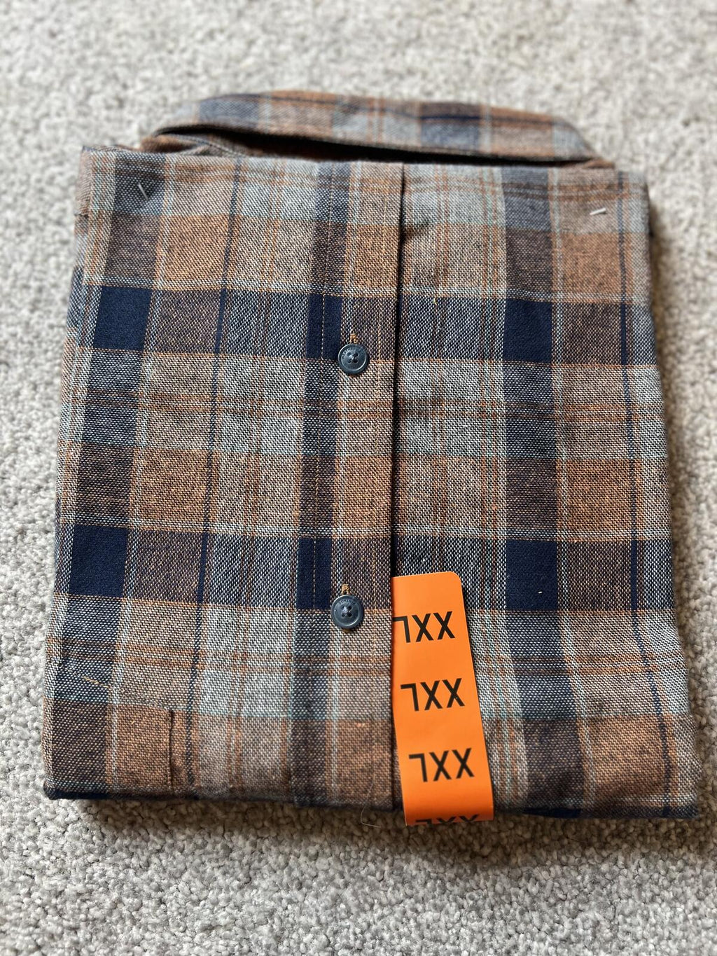 Men’s navy check shirt, size XXL