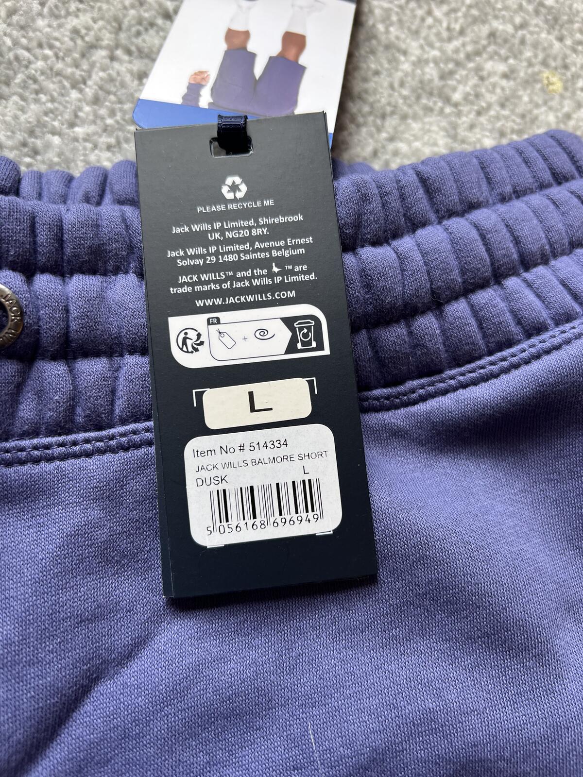 Jack Wills blue elasticated waist shorts, size large