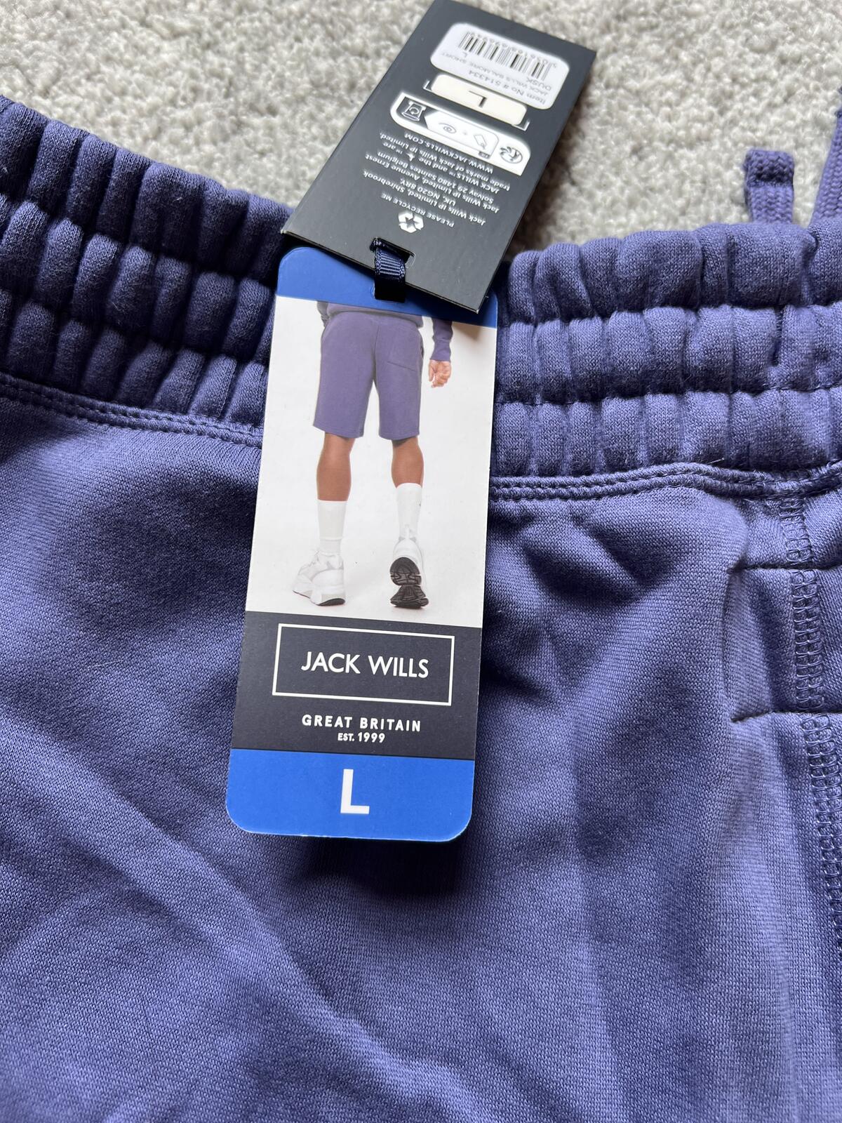 Jack Wills blue elasticated waist shorts, size large