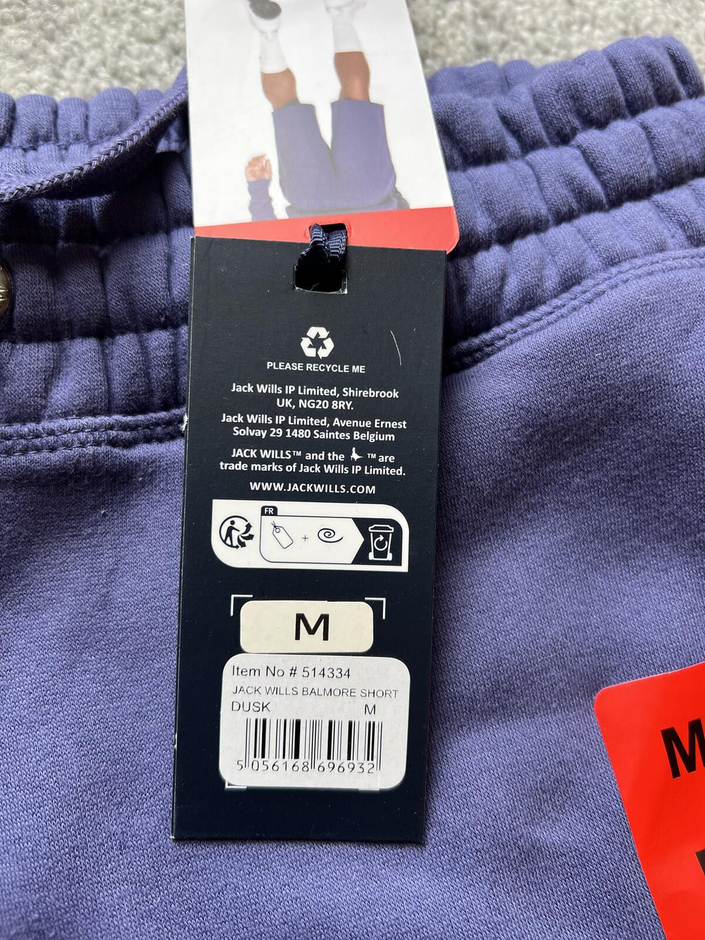 Jack Wills blue elasticated waist shorts, size medium
