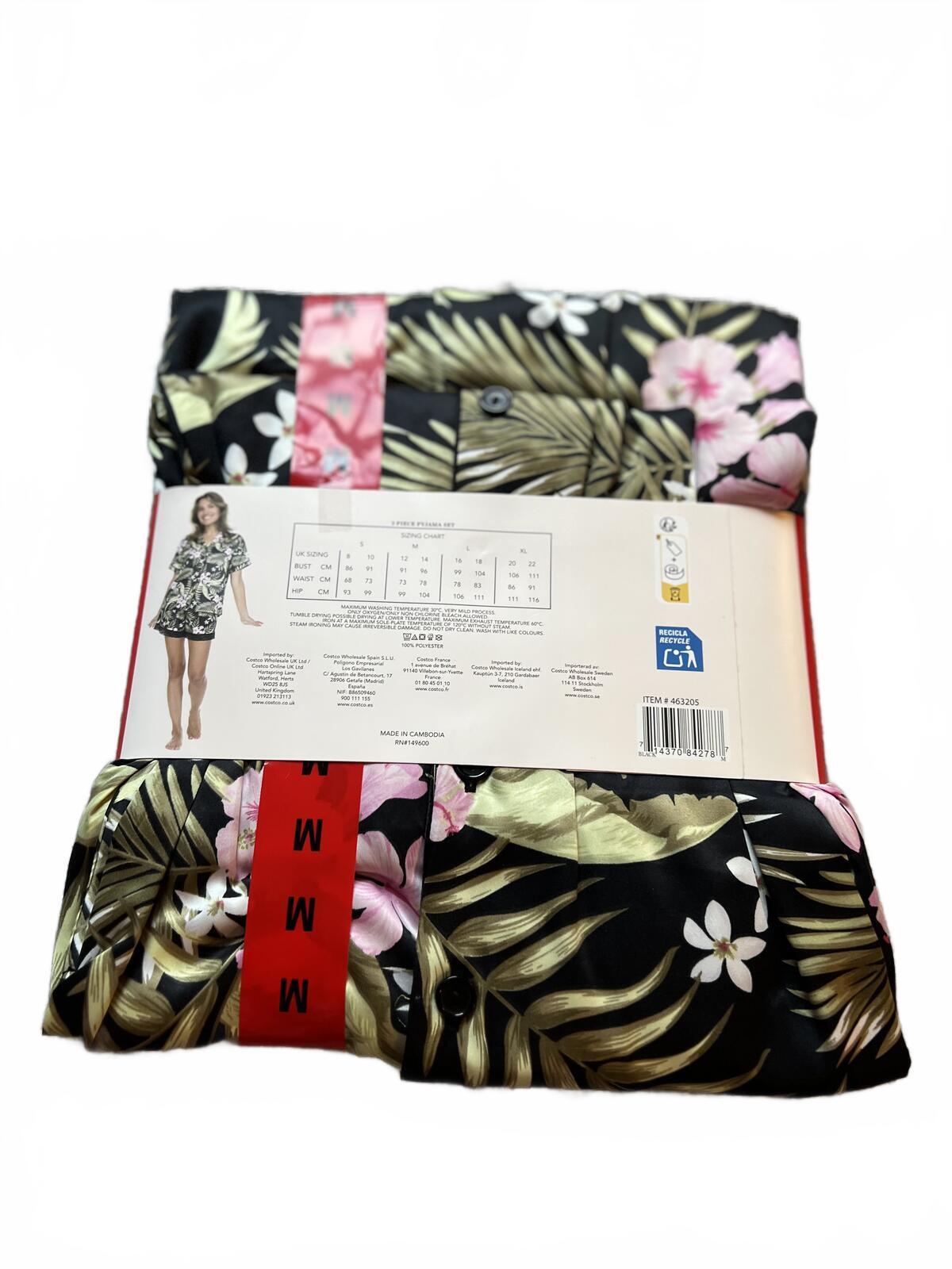 Flora Nikrooz black flowery soft satin short pyjamas, size medium