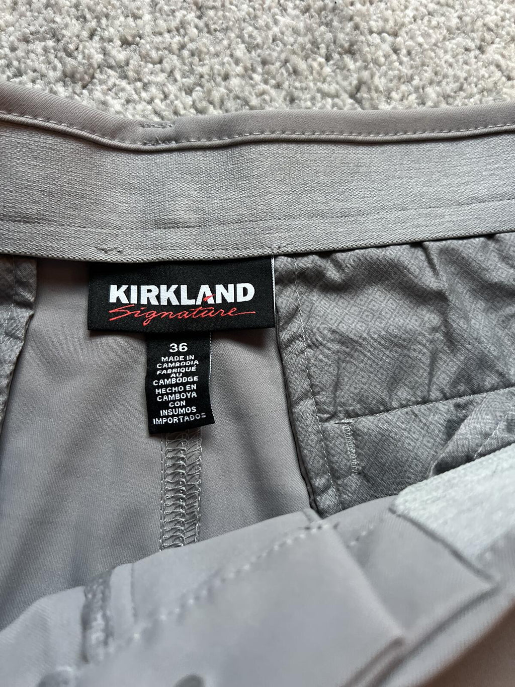 Kirkland grey chino shorts, size 36” waist