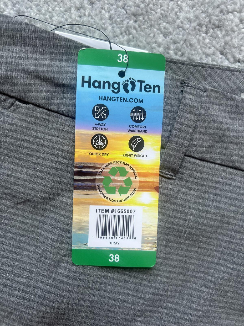 Hang Ten grey chino shorts, size 38” waist