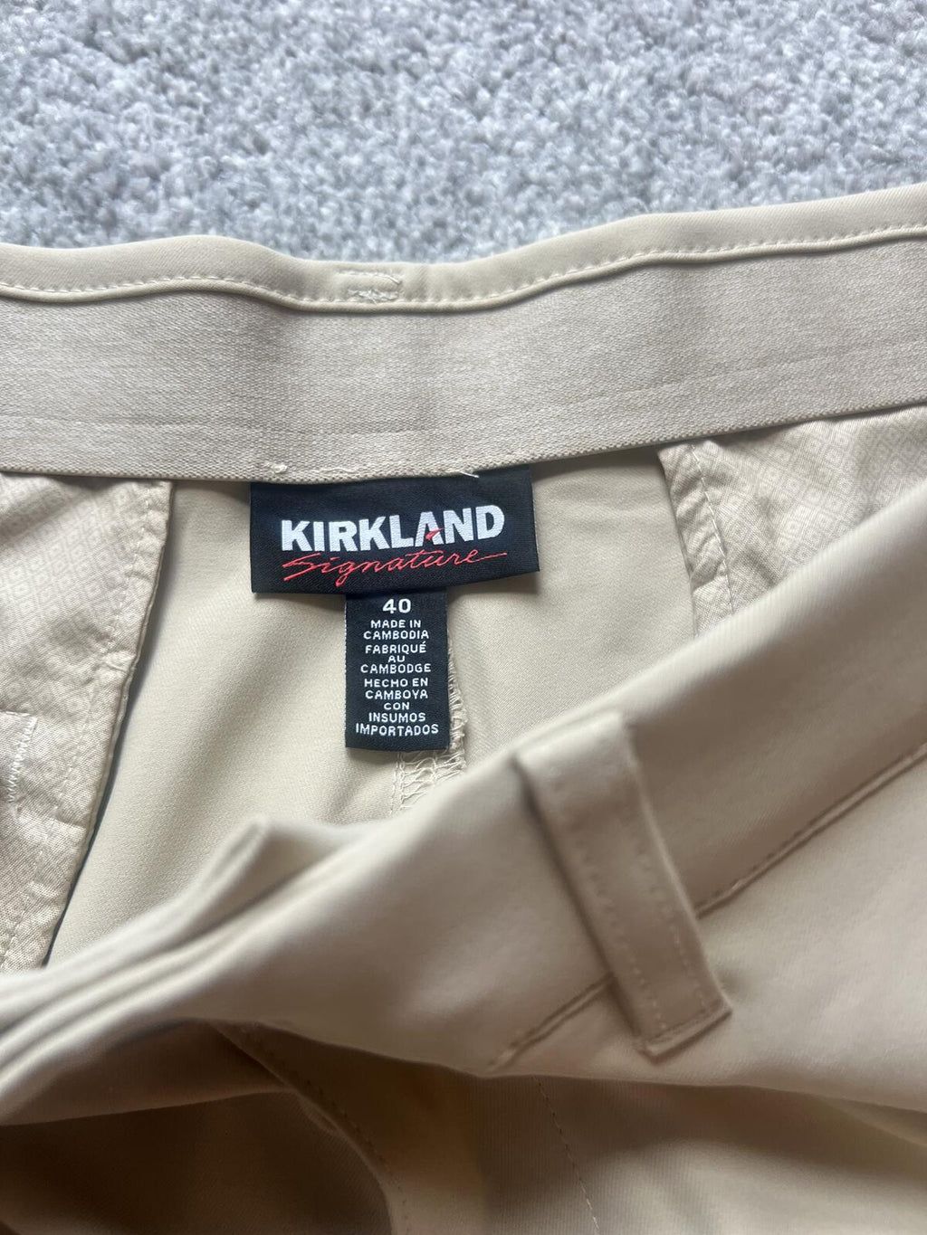 Kirkland beige chino shorts, size 40” waist