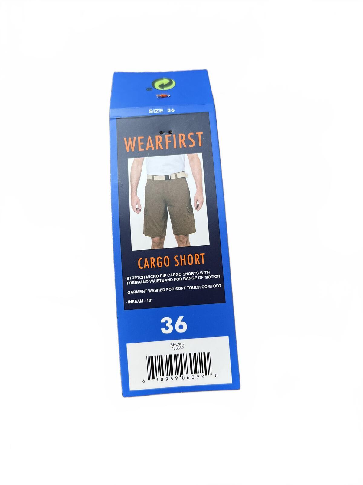 Wearfirst brown cargo shorts, size 36” waist