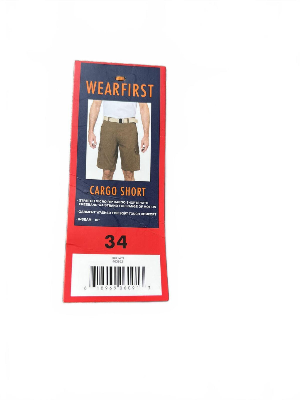Wearfirst brown cargo shorts, size 34” waist