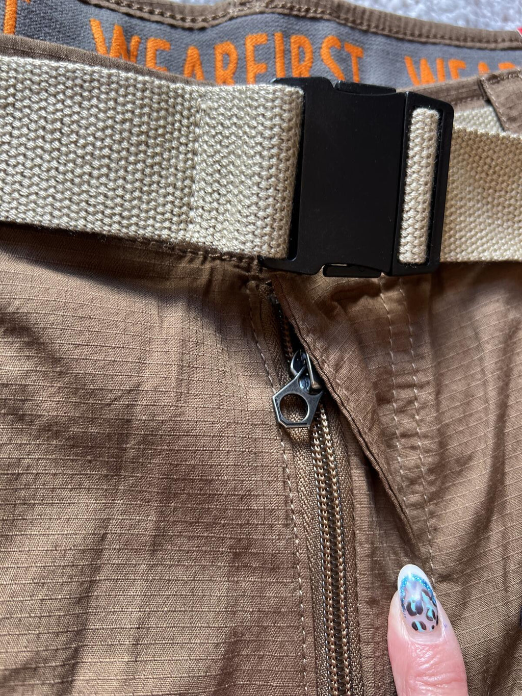 Wearfirst brown cargo shorts, size 34” waist