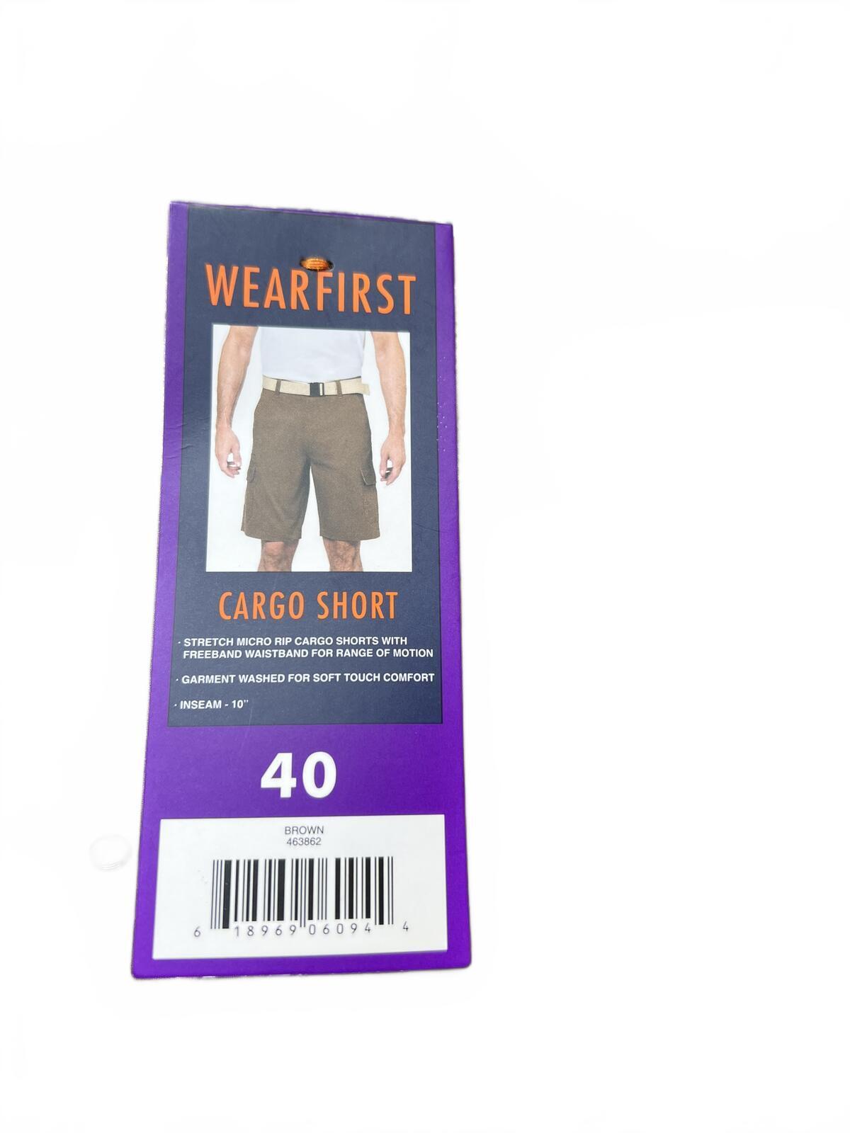 Wearfirst brown cargo shorts, size 40” waist