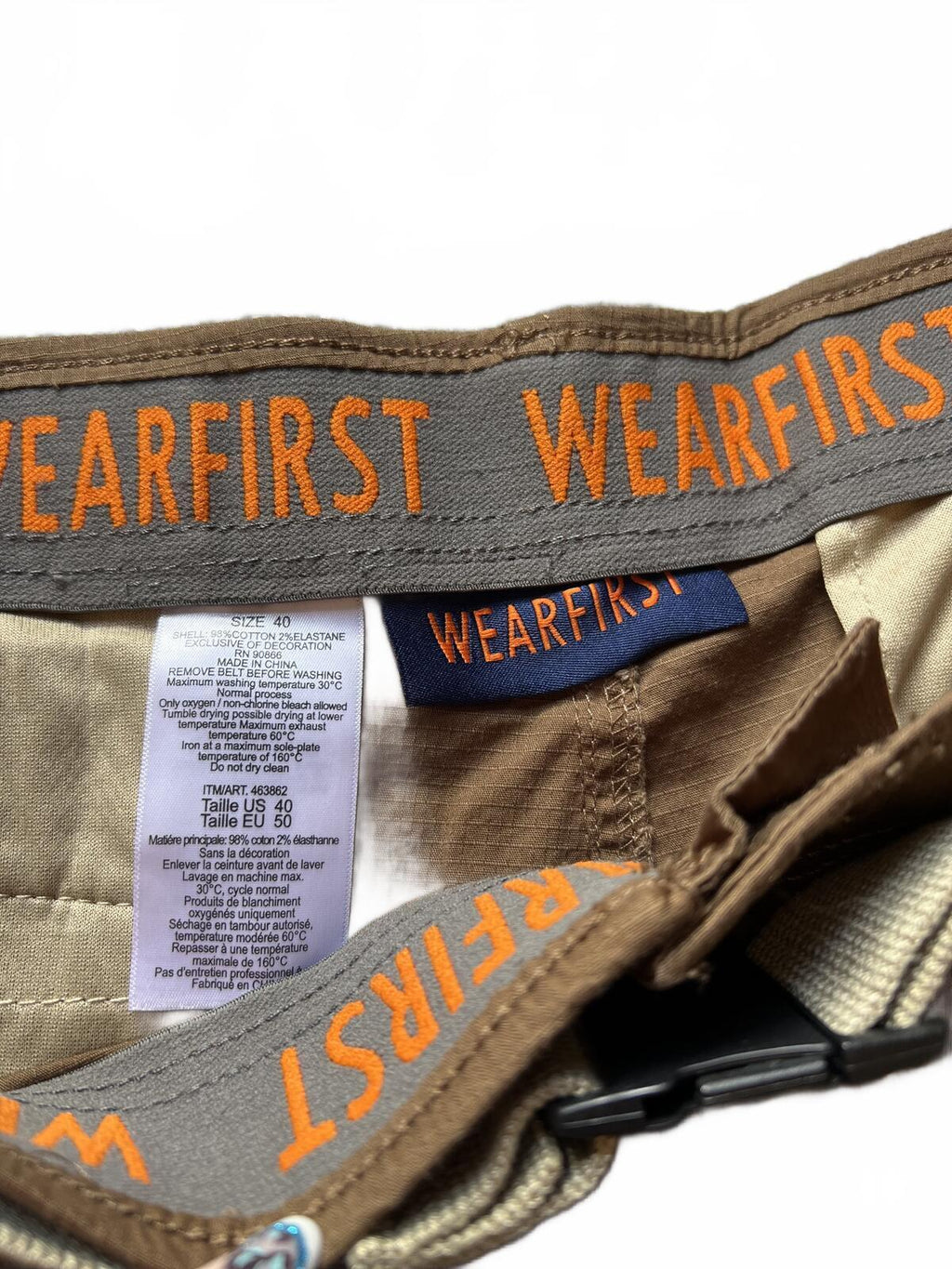 Wearfirst brown cargo shorts, size 40” waist