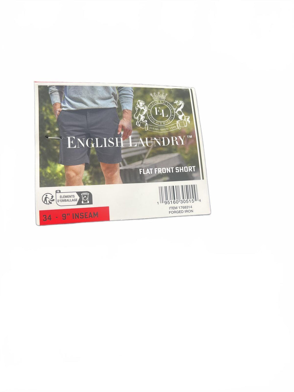 English Laundry dark grey chino shorts, size 34” waist