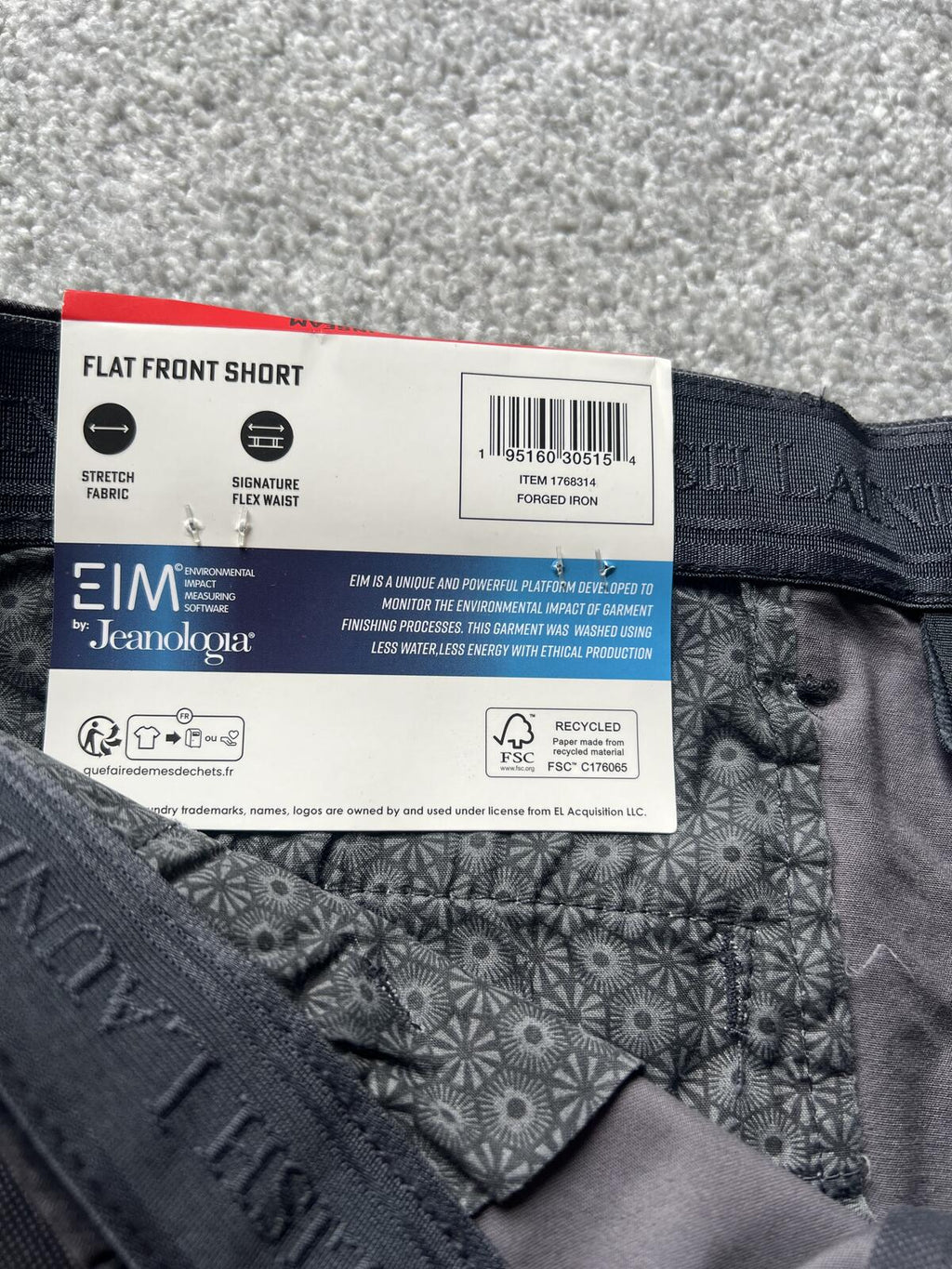 English Laundry dark grey chino shorts, size 34” waist