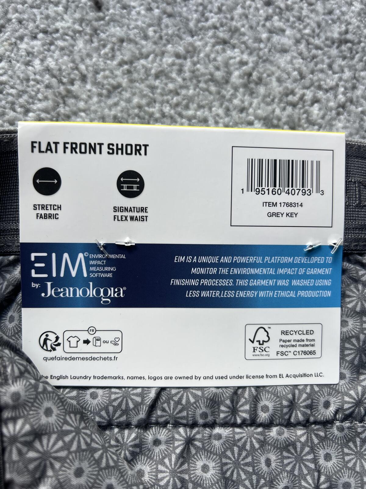English Laundry grey flat front chinos, size 32” waist