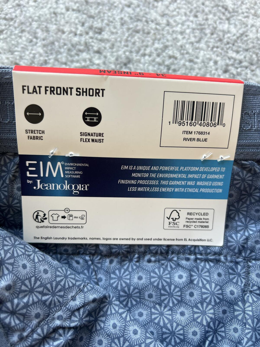 English Laundry blue chino shorts, size 34” waist