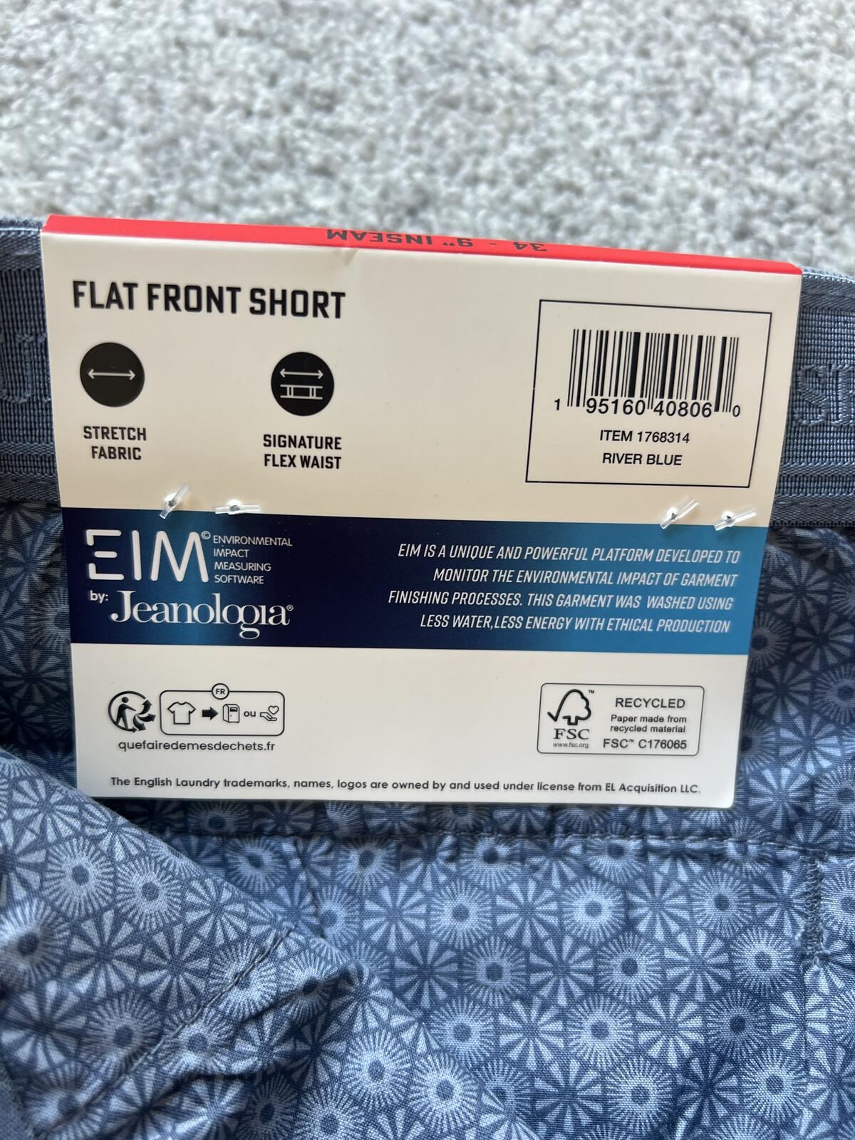 English Laundry blue chino shorts, size 34” waist
