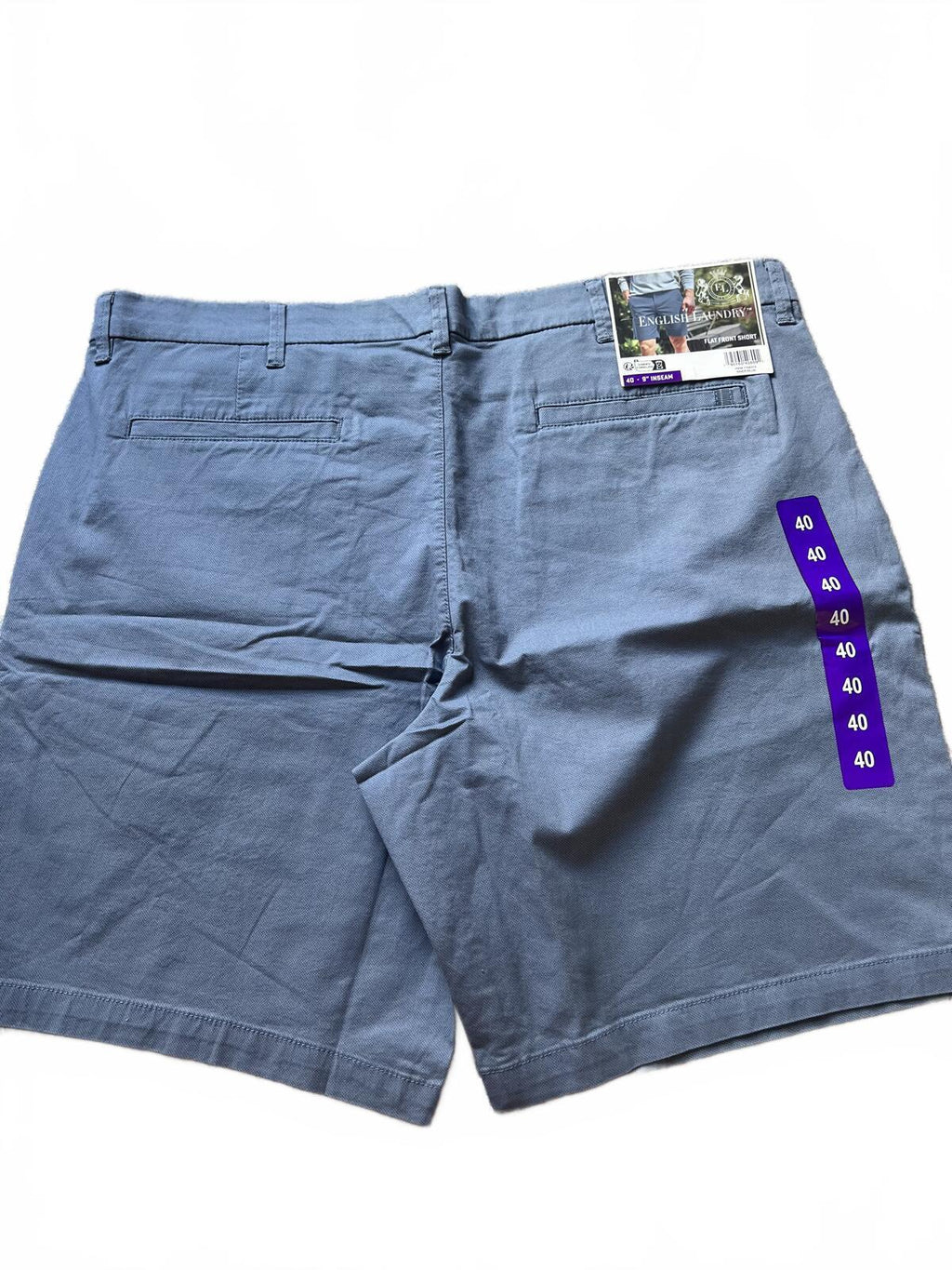 English Laundry blue flat front chino shorts, size 40” waist
