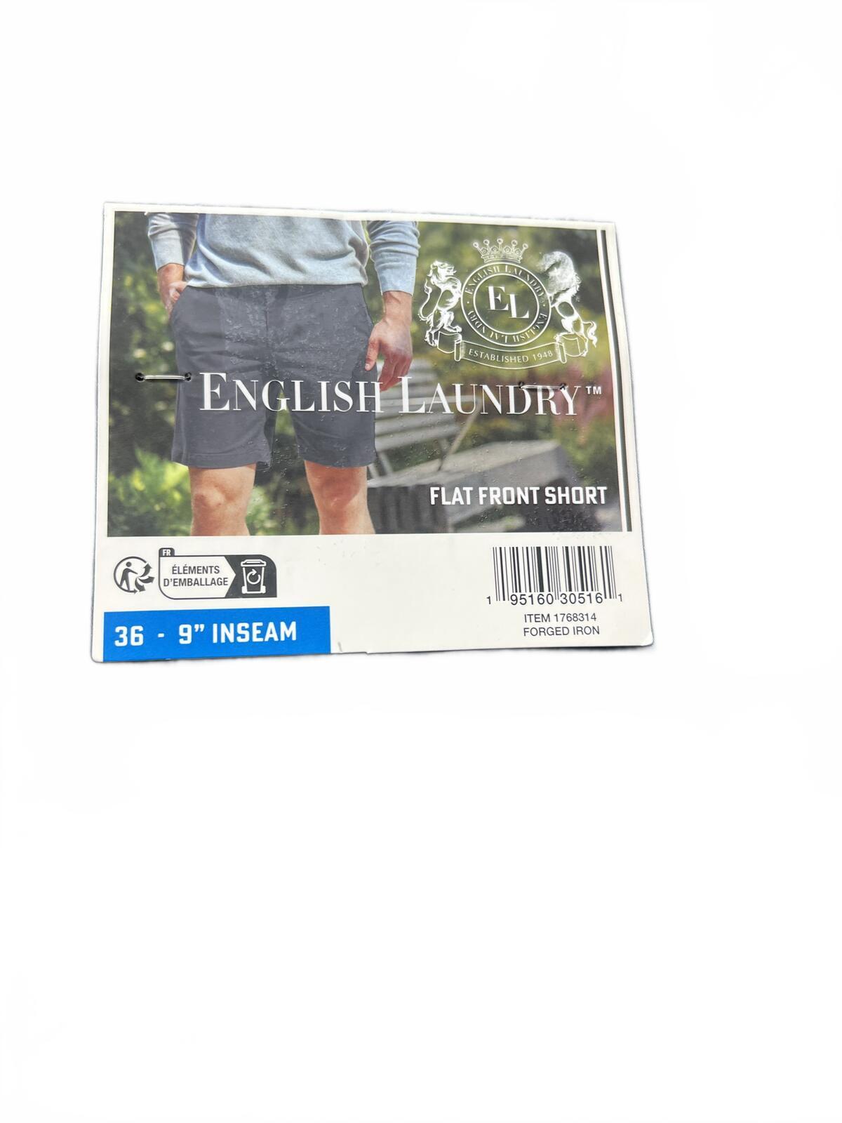 English Laundry dark grey chino shorts, size 36” waist