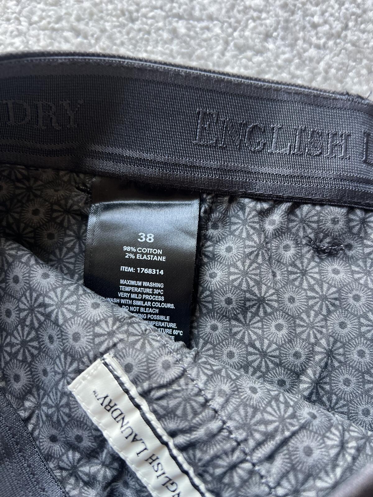 English Laundry dark grey chino shorts, size 38” waist