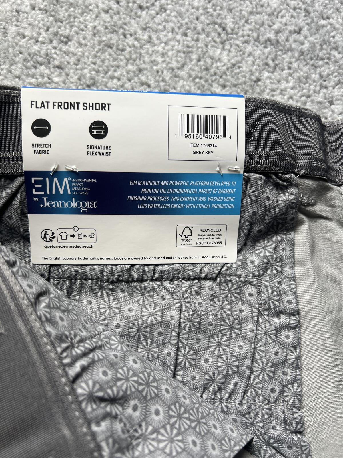 English Laundry grey chino shorts, size 36” waist