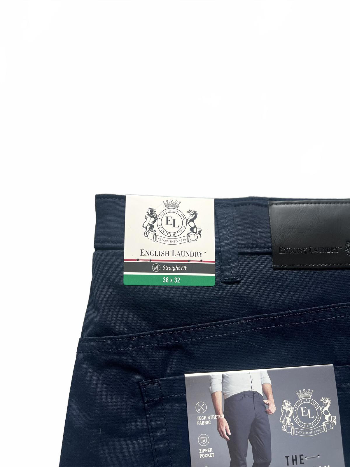 English Laundry navy 5-pocket chinos, size 38” x 32”