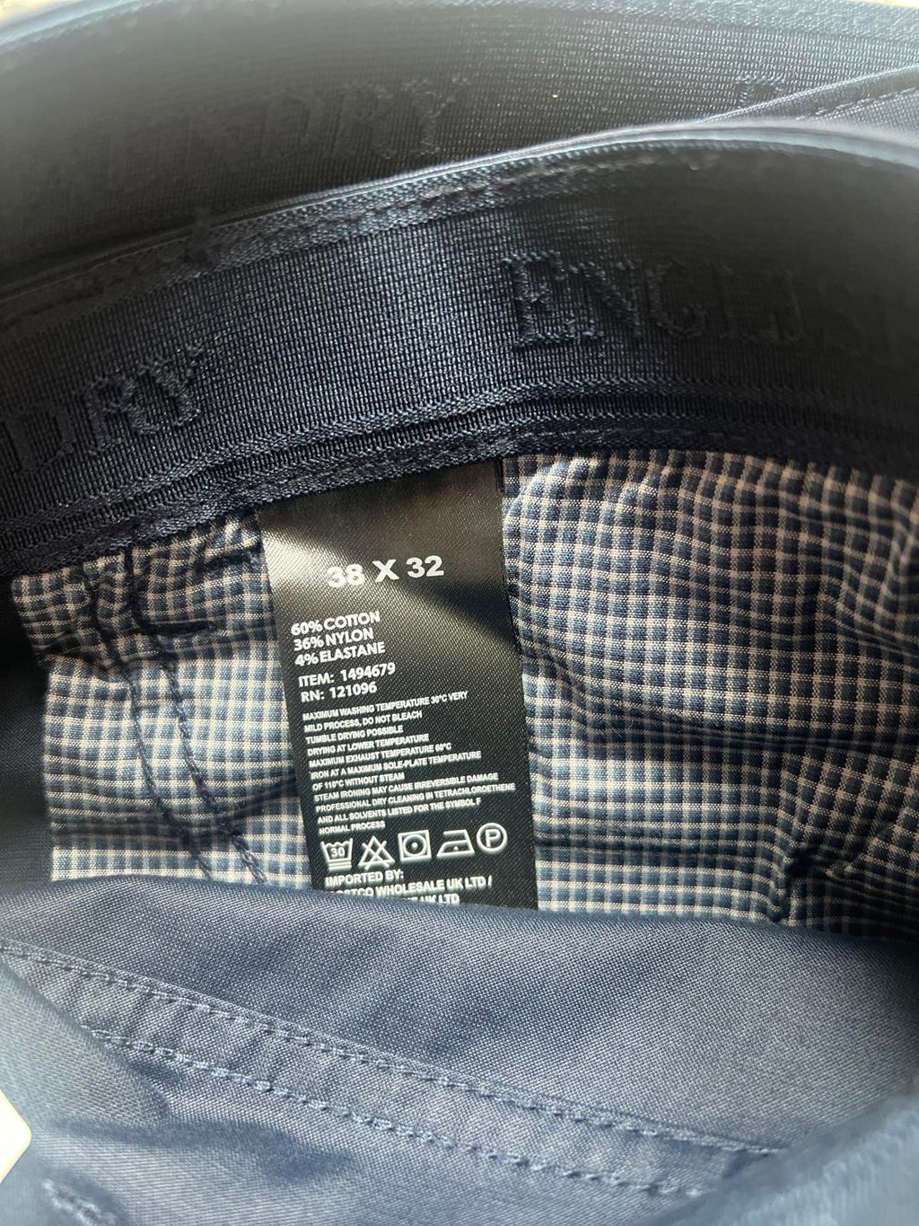 English Laundry navy 5-pocket chinos, size 38” x 32”