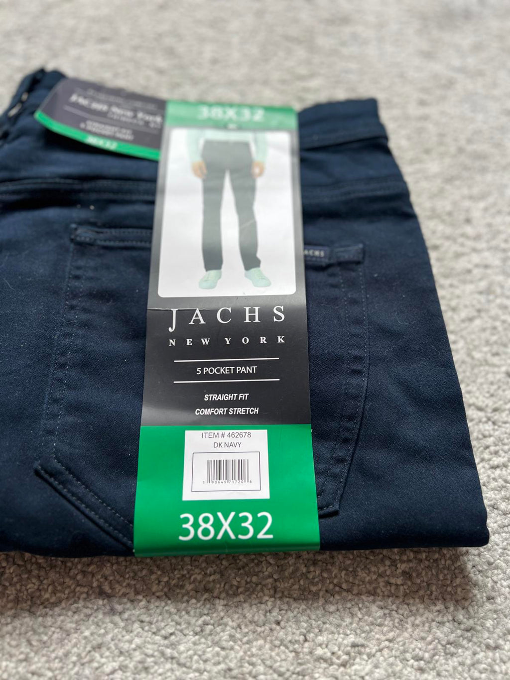Jachs dark navy 5-pocket chinos, size 38” x 32”