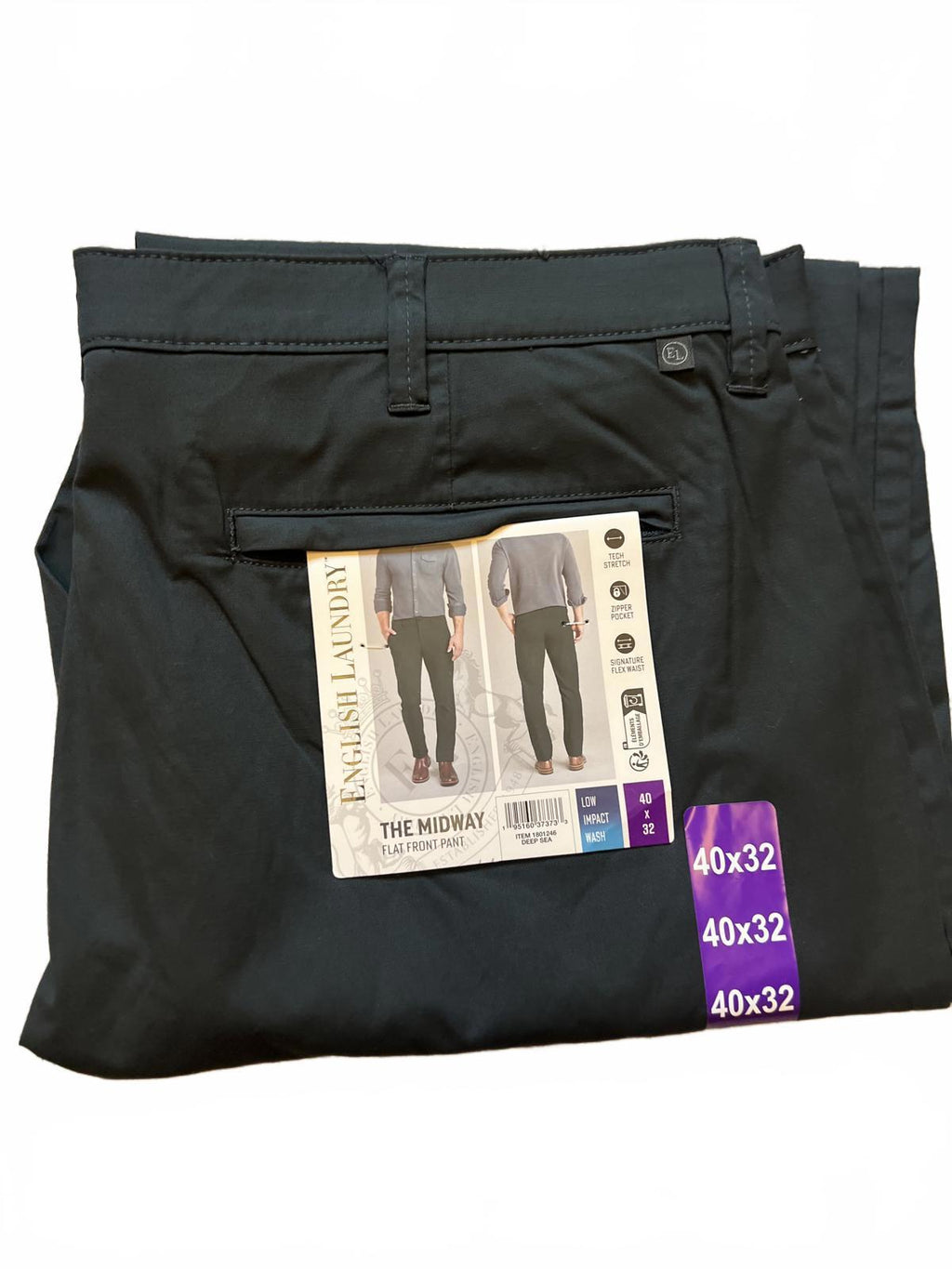 English Laundry Deep Sea chinos, size 40” x 32”