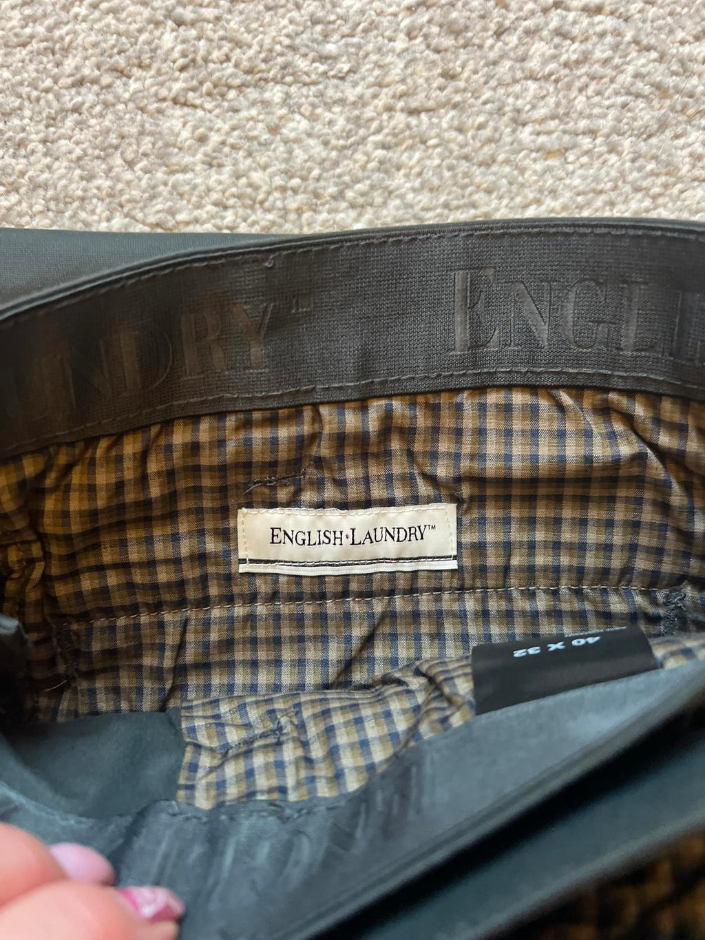 English Laundry Deep Sea chinos, size 40” x 32”