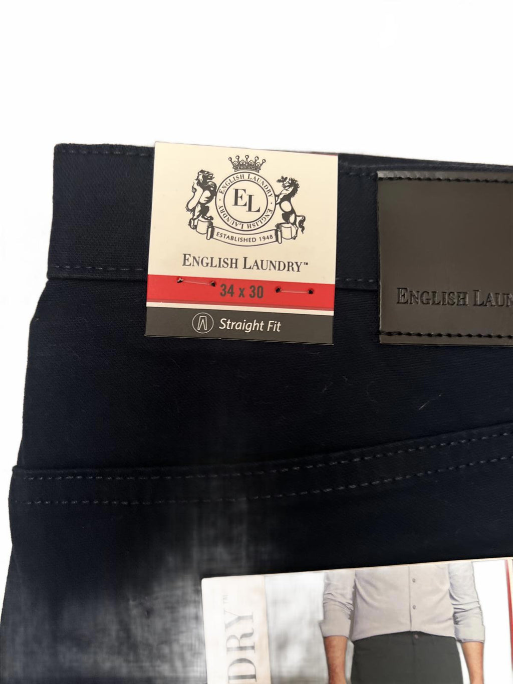 English Laundry navy 5-pocket chinos, size 34” x 30”