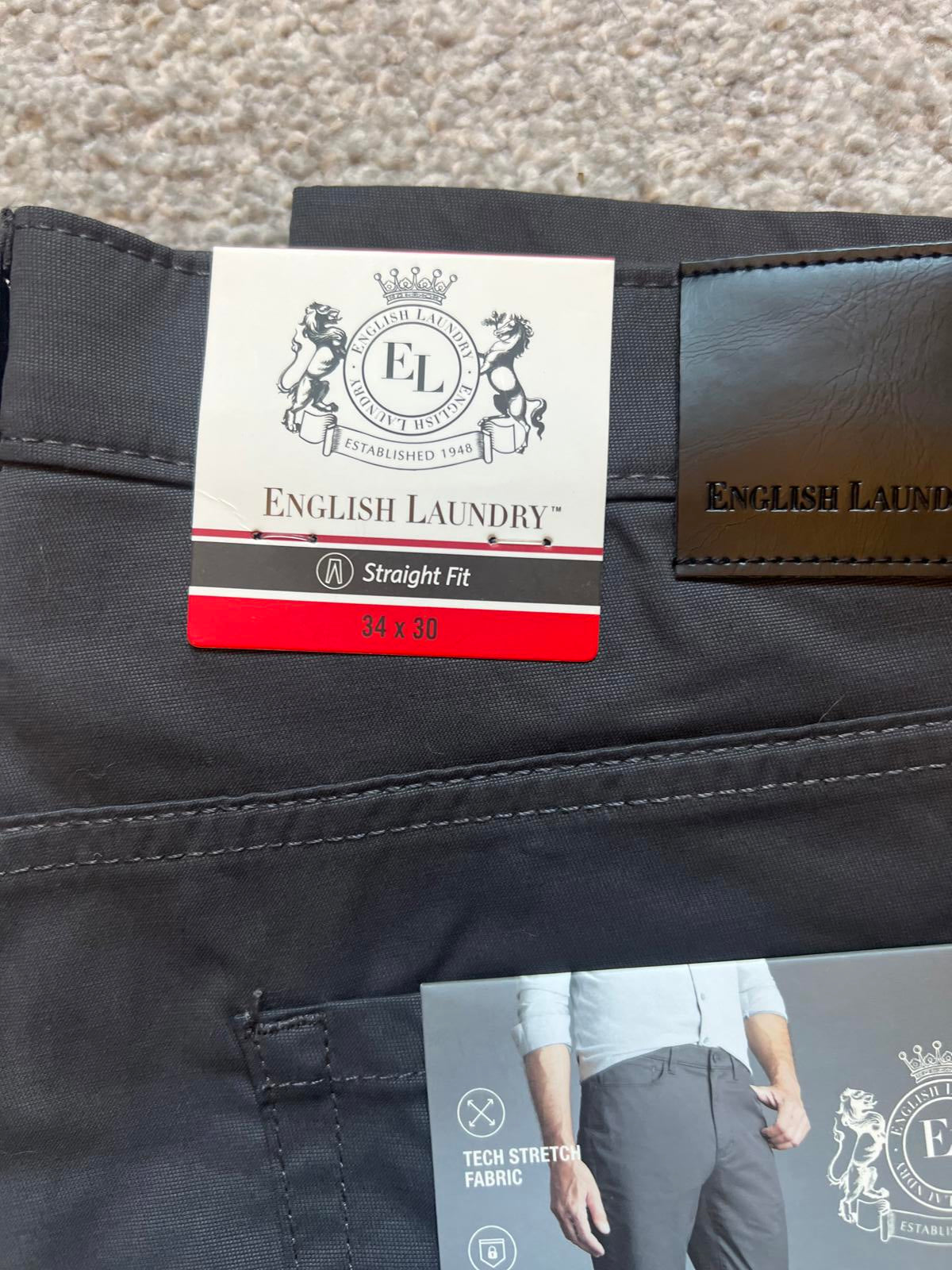 English Laundry Forged Iron 5-pocket chinos, size 34” x 30”