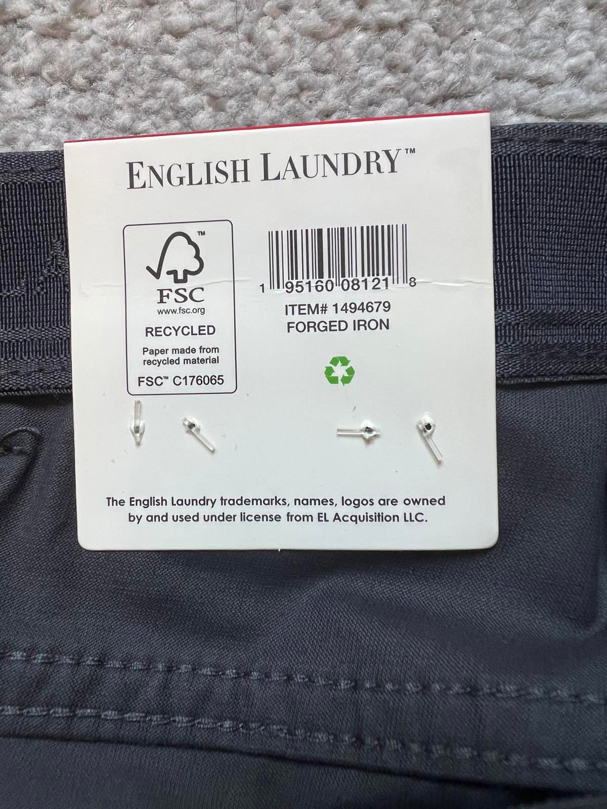 English Laundry Forged Iron 5-pocket chinos, size 34” x 30”