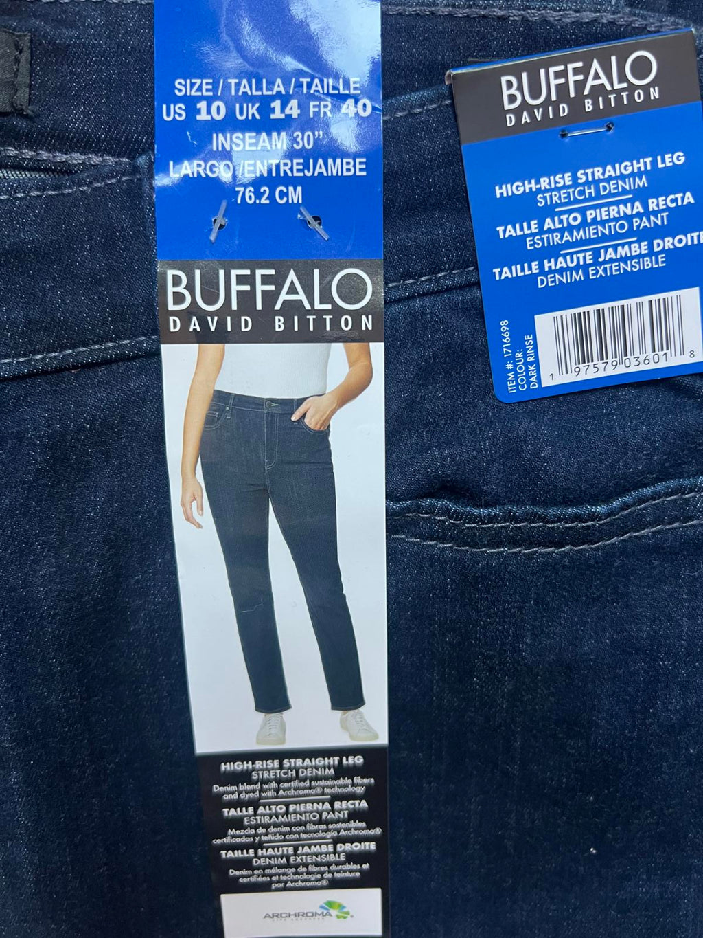 Buffalo ladies high rise straight leg Jeans, size 14