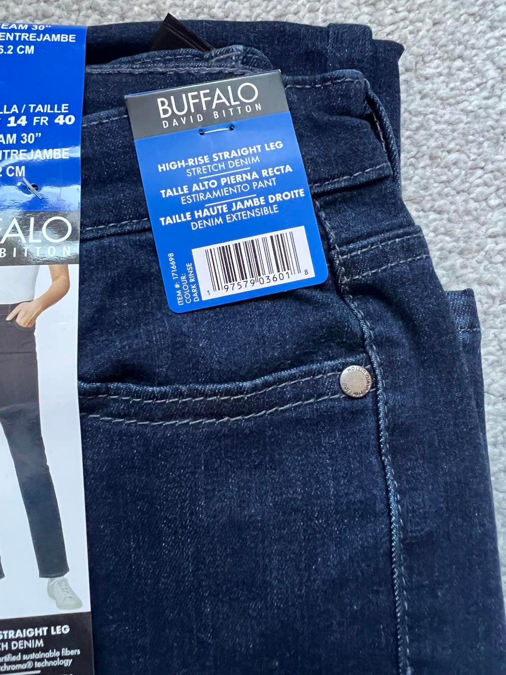 Buffalo ladies high rise straight leg Jeans, size 14