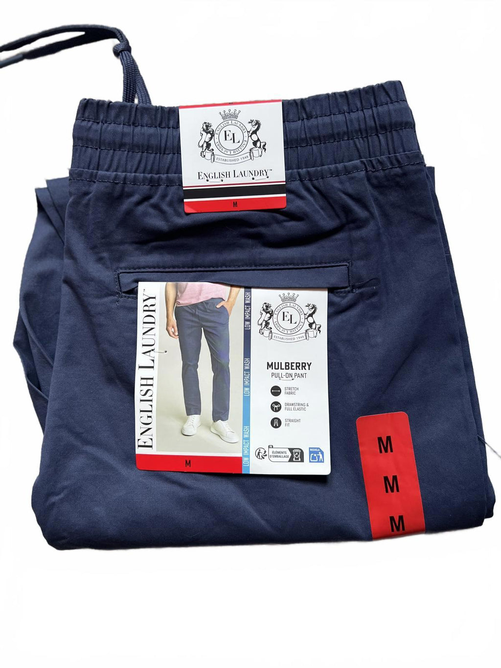 English Laundry college blue mulberry pull on chinos, size medium