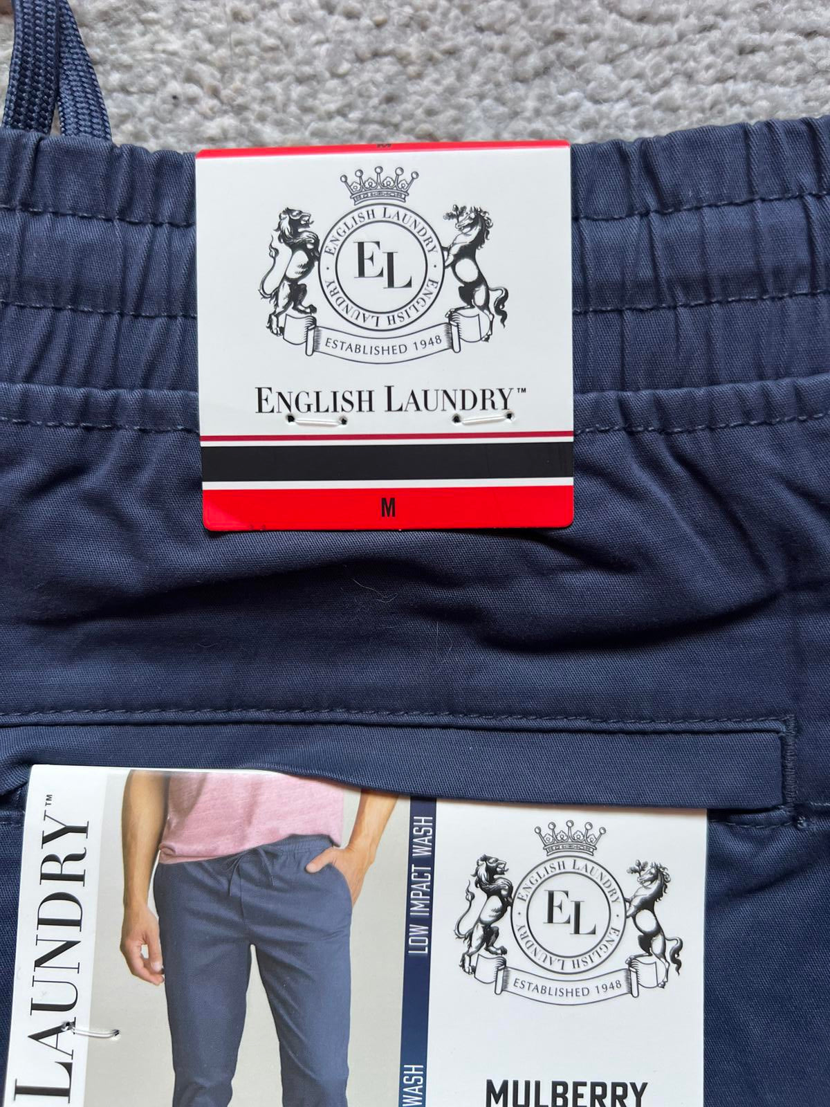 English Laundry college blue mulberry pull on chinos, size medium
