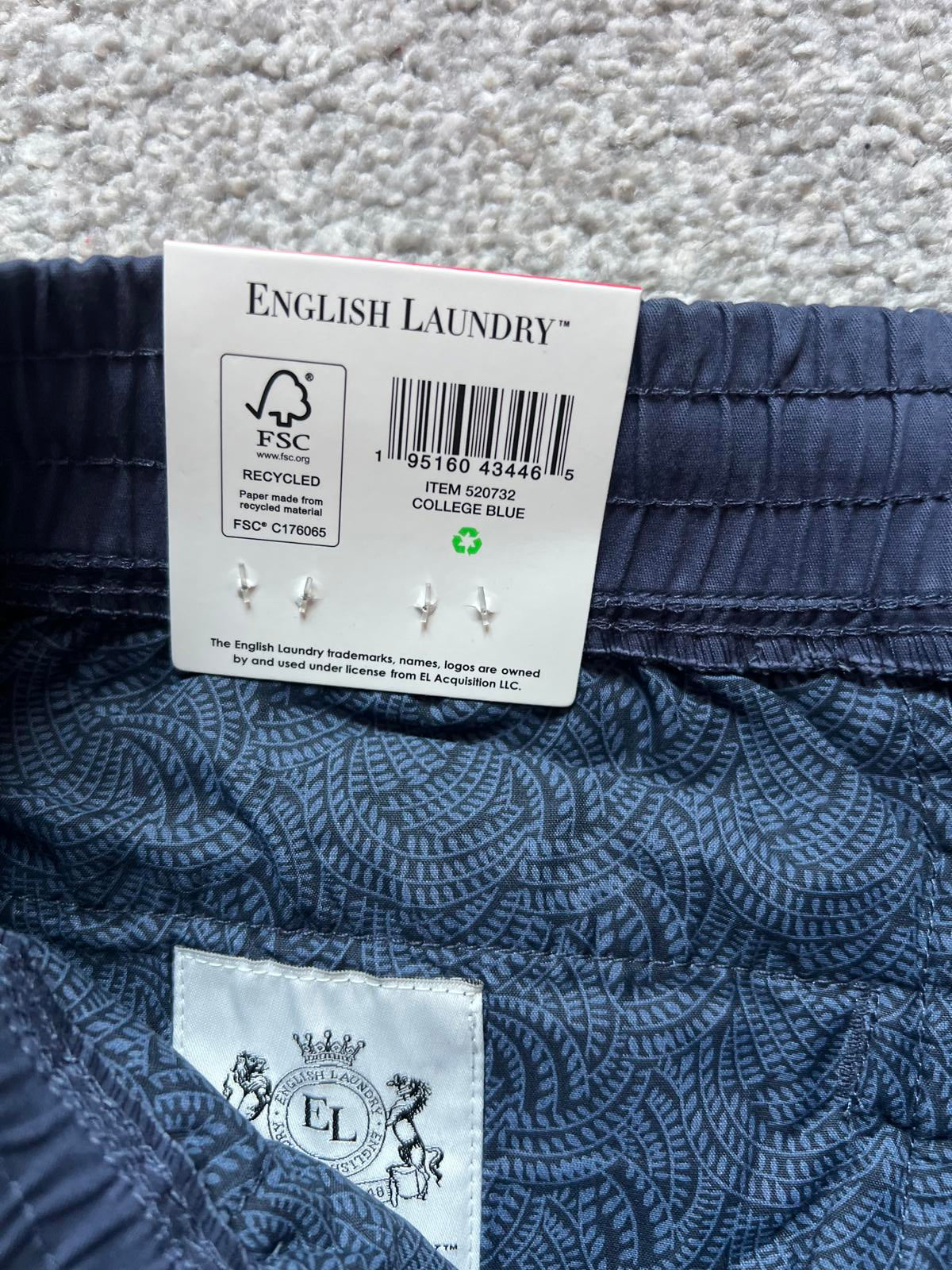 English Laundry college blue mulberry pull on chinos, size medium