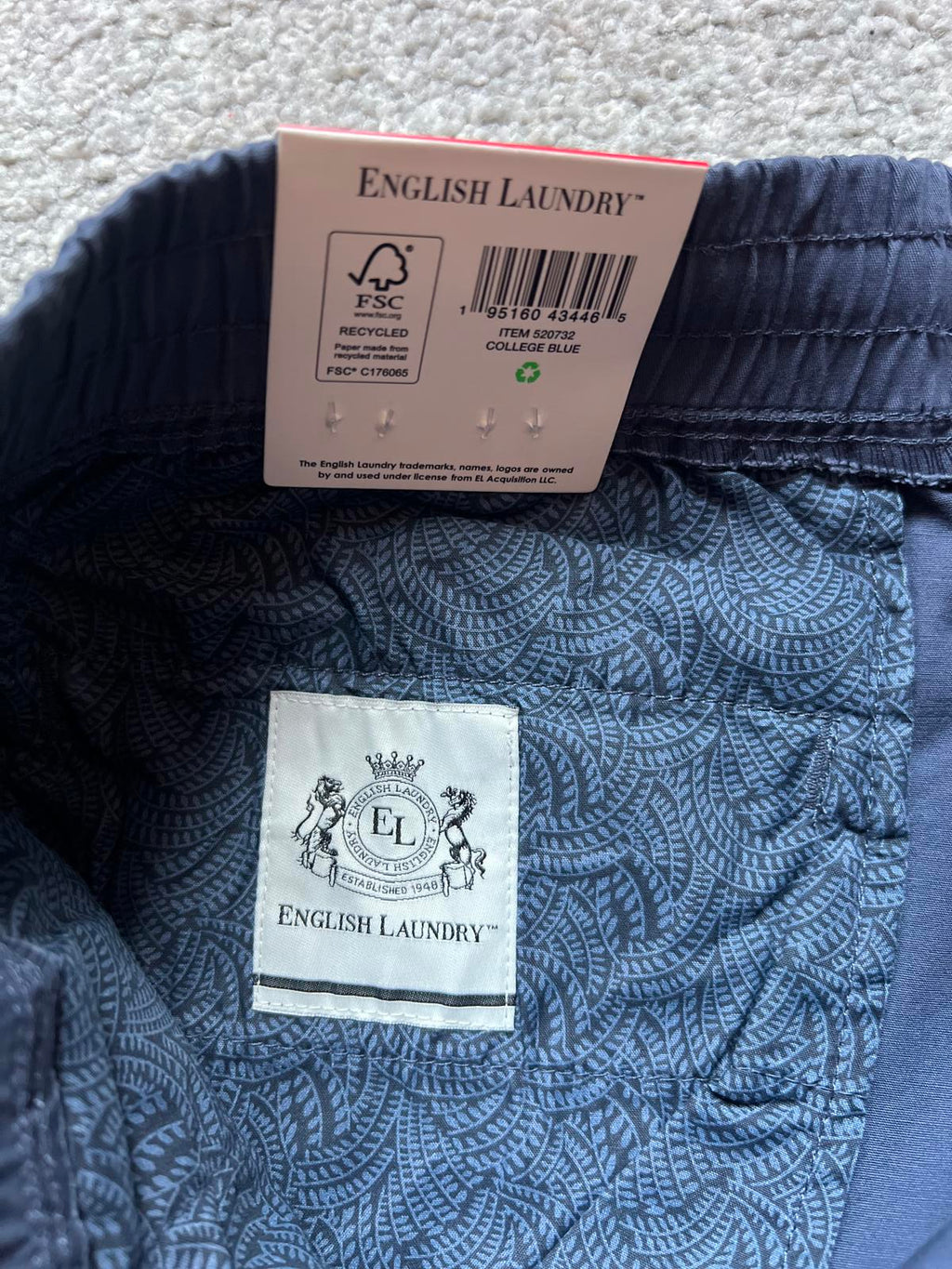 English Laundry college blue mulberry pull on chinos, size medium