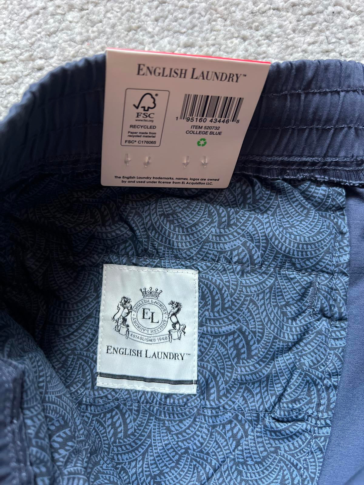 English Laundry college blue mulberry pull on chinos, size medium